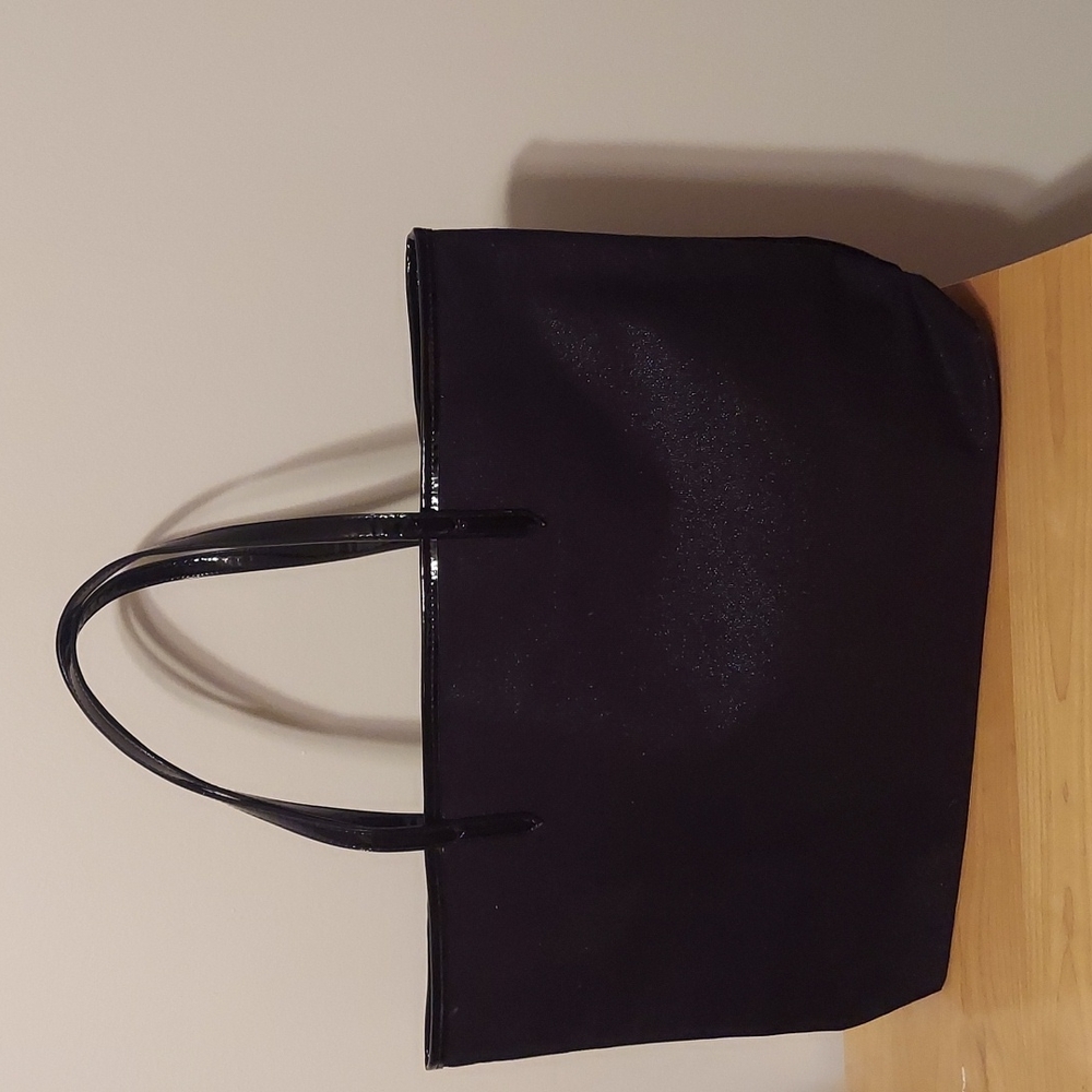 Victoria's Secret Love Victoria Black Shimmer Tote Bag with Attached Pouch - Picture 9 of 16
